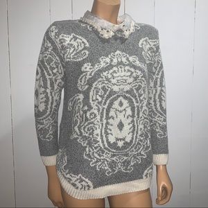 Gray pearly-collared knitter sweater
